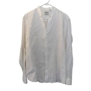 Men's Murano Baird McNutt Mandarin Collar Linen Shirt, White, XL, EUC